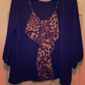 Lovely Day Leopard Bow Blouse Size M